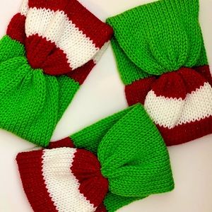 Knit Sparkly Grinch-Themed Christmas Headband Earwarmer